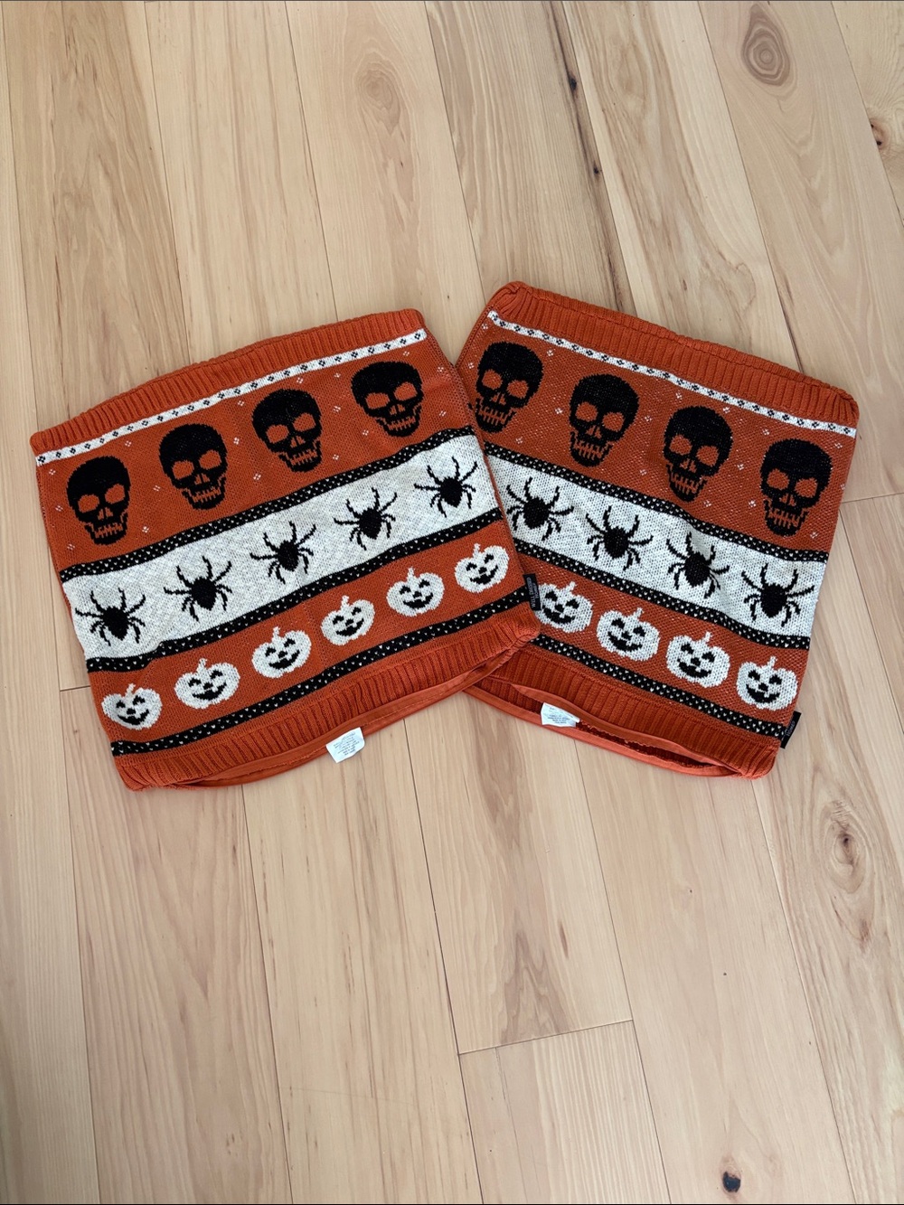 NWOT 2 Halloween Orange Knit Decorative Pillow Cases pure cotton 20x20 Inches
